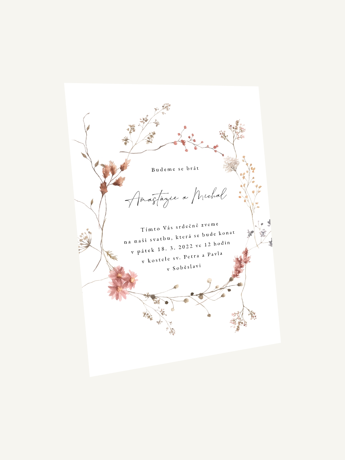 Svatební oznámení se sušenými květinami